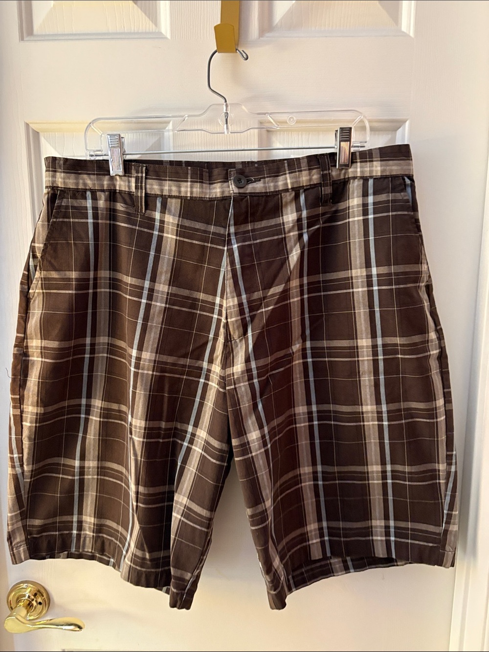 Men’s Burnside Shorts Flat Front plaid checkered skater casual Y2K Sz 36